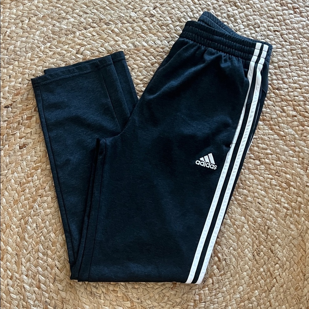 Adidas Kids Black Joggers with White Stripes